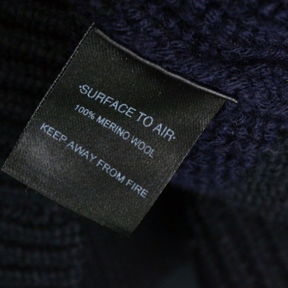 Surface to Air Black Blue Chunky Woven Ribbed Wool - Picture 5 of 5